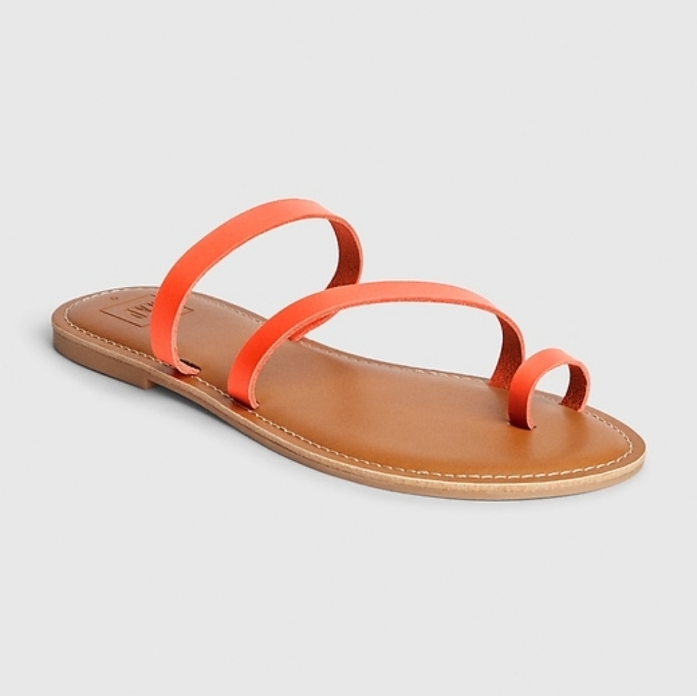 Gap Coral Neon Leather Strappy Sandal